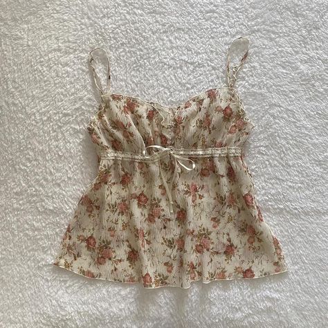 coquette japanese floral babydoll cami top, sheer... - Depop Babydoll Tops Aesthetic, How To Sew Babydoll Top, Babydoll Tank Top Sewing Pattern, Sewing Coquette Top, Sewing Babydoll Top, How To Make A Babydoll Top, Babydoll Tops Outfit, Babydoll Tank Top Outfit, Sheer Lace Top Outfit