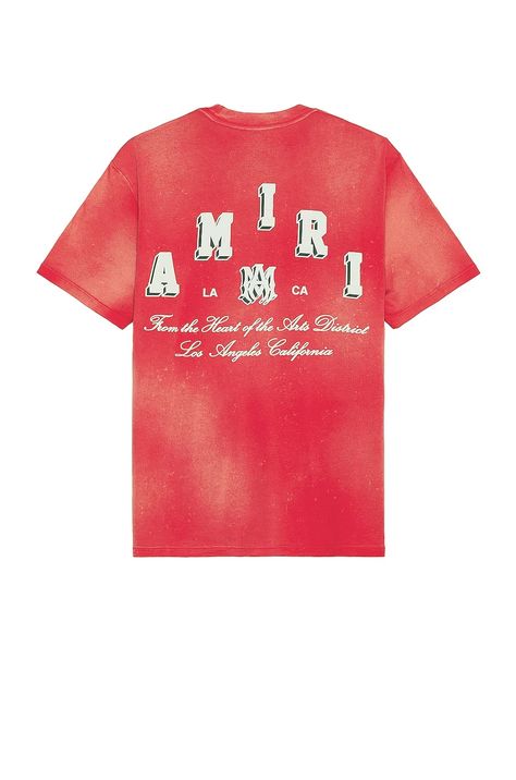 Amiri Vintage Collegiate Tee in Red | FWRD Art District Los Angeles, Vintage Collegiate, Varsity Tee, California Contemporary, Varsity Tees, Fashion Banner, Street Style Outfits Men, Fashion Photography Inspiration, Embellished Denim