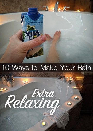 Ten ways to make your bath extra relaxing. The ultimate bathtime experience in the tub includes ideas like turning off the lights and lighting candles by the bathtub, sipping a cold drink and snacking on treats, using a bath bomb, etc. Learn how to treat yourself right with a soothing bath fit for a spa. Relaxing Bathtub Ideas, Bath Tub Relaxation Ideas, Spa Tips And Tricks, Bath Hacks Relaxing, Bath Night Ideas, Bath Board Ideas, Bath Add Ins, How To Have A Relaxing Bath, Hand And Stone Spa