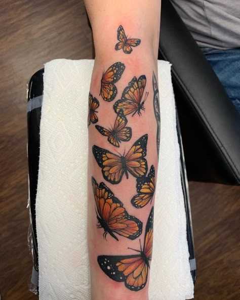 Butterfly Meaning Tattoo, Yellow Butterfly Meaning, Yellow Butterfly Tattoo, Monarch Tattoo, Butterfly Sleeve Tattoo, White Butterfly Tattoo, Yellow Tattoo, Tattoo Colorful, Butterfly Meaning