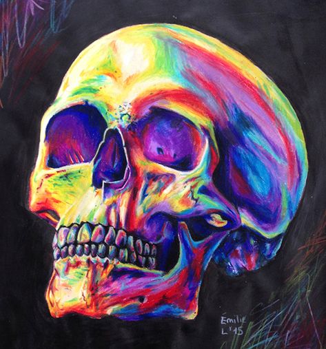 Colorful Skull Painting, Colourful Skull Art, Skull Art Colorful, Sculls Art Drawing, Painting Skull Ideas, Unconventional Art Materials, How To Paint A Skull, Painting Ideas Skull, Skull Art Painting