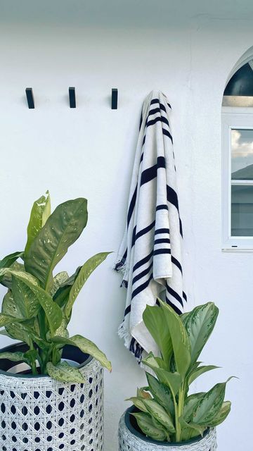 Pool Towel Storage Outdoor, Pool Towel Hanging Ideas, Towel Hooks For Pool Area, Hanging Pool Towels Outside, Outdoor Decor On A Budget, Outdoor Pool Towel Hooks, Outdoor Hooks For Pool Towels, Poolside Towel Storage, Outdoor Pool Towel Storage Ideas