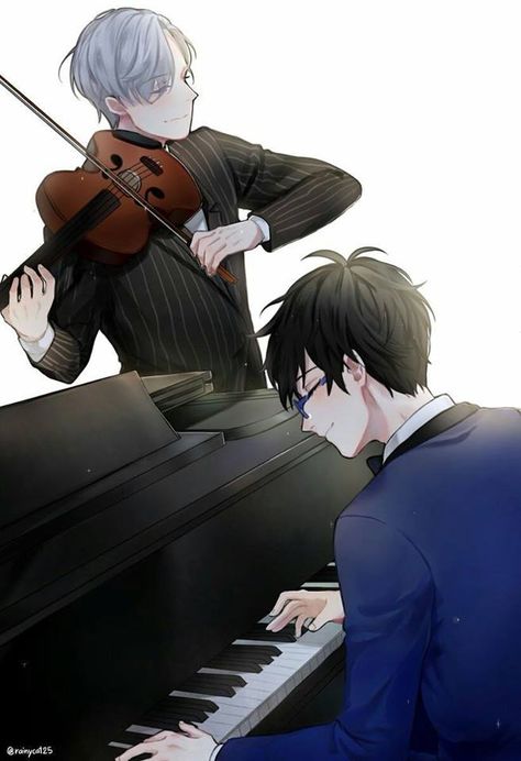 Piano And Violin, Yuri On Ice Comic, Katsuki Yuri, Yuuri Katsuki, Yuri Katsuki, Photo Couple, Yuri On Ice, Anime Music, Anime Ships