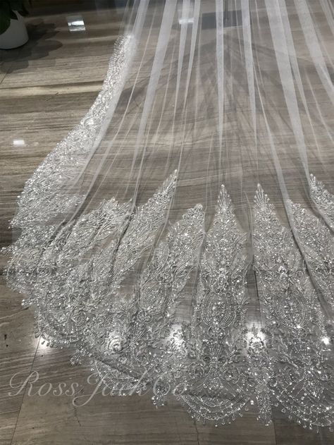 Bridal Veil 3D Beaded Baroque Lace, Soft Tulle Ivory Bridal Veil, 1 Tier Royal 137 Luxury Sequins Bridal, Veil Wedding, Veil Fingertip - Etsy Wedding Veil Sparkly, Beaded Veil Wedding, Afro Bride, Sparkling Veil, Sparkly Veil, Embellished Wedding Veil, Beaded Bridal Veil, Traditional White Wedding, Rhinestone Veil