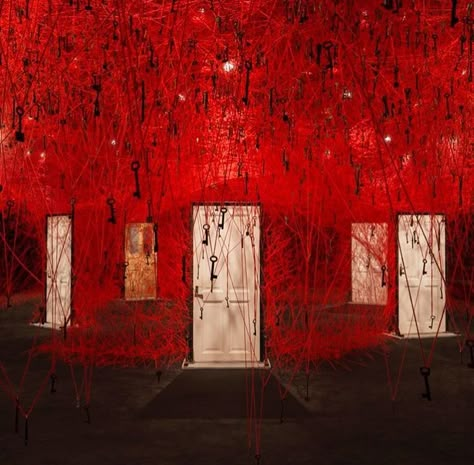 Chiharu Shiota, Locked Room, Yorkshire Sculpture Park, Takashi Murakami, Scenic Design, Japan Photo, Door Installation, Japanese Artists, Red Aesthetic