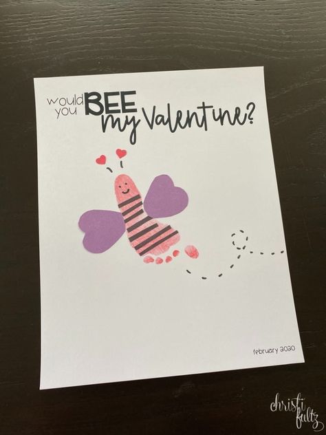 Valentine Footprint Crafts - Completely Christi Footprint Crafts For Babies, Bee Footprint, Vday Crafts, Website Design Marketing, Footprint Craft, Baby Art Projects, Footprint Crafts, Valentine Images