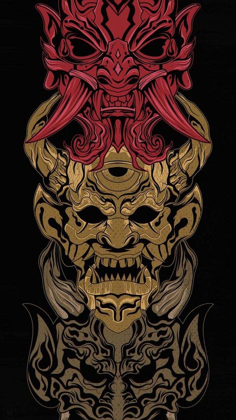 Japan Monsters IPhone Wallpaper HD - IPhone Wallpapers : iPhone Wallpapers Delete Memories, Painting Small Canvas, Art Journal Ideas, Beautiful Acrylic Painting, Iphone Wallpaper Quotes Inspirational, Yakuza Tattoo, Modern Art Painting, Samurai Wallpaper, Wallpapers Ipad