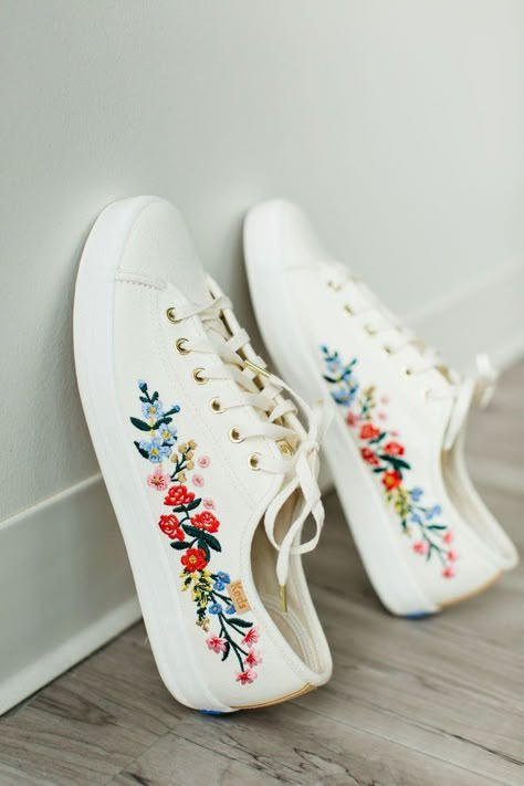 Mindy Mae's Market, embroidered keds Painted Shoes Diy, Designed Shoes, Painted Sneakers, Basket Style, Floral Sneakers, Embroidery Shoes, Embroidered Shoes, 자수 디자인, Diy Shoes