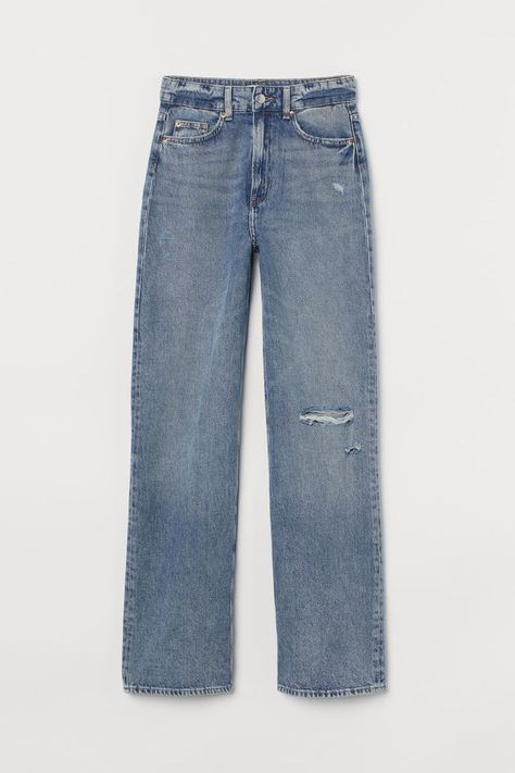 Rolled Up Jeans, Latest Jeans, Embellished Denim, Loose Fit Jeans, Embellished Jeans, M Jeans, H&m Jeans, Leather Blazer, Wide Legs