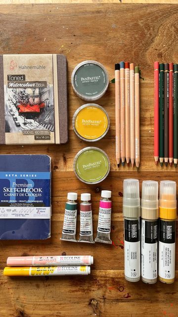 Art Supplies Markers, Sketchbook Supplies, Ohn Mar Win, Pan Pastels, Travel Art Journal, Art Painting Tools, Colour Mixing, Watercolor Sketchbook, Art Diary