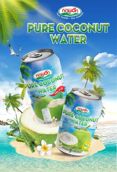 Coconut Poster Design, Poster Product Design, Catalog Cover Design, Coconut Milk Smoothie, Green Coconut, Ice Cream Poster, Product Poster, Digital Advertising Design, Coconut Drinks