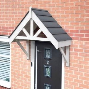 Deluxe Door Canopy - White Front Door Shelter, Front Door Canopy Ideas, Door Canopy Ideas, Over Door Canopy, Door Canopy Porch, Realistic House, Porch Extension, Front Door Canopy, Apex Design