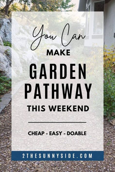 Pinterest image: Cheap and Easy DIY Garden path. Diy Garden Path, Side Walkway, Diy Pathway, Pavers Design, Rock Path, Garden Decoration Ideas, Paver Walkway, Walkway Ideas, Metal Outdoor Furniture