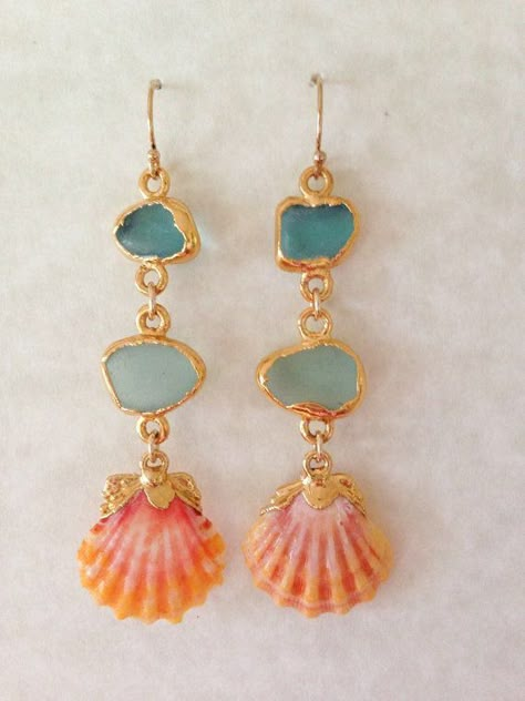 Shell Mermaid, Sunrise Shell, Bijoux Art Nouveau, Mermaid Jewelry, Mermaid Earrings, Seashell Jewelry, Jewelry Accessories Ideas, Dope Jewelry, Funky Jewelry