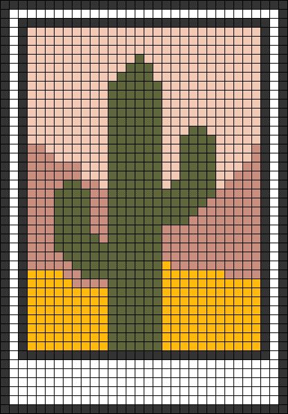 Cactus Sunset, Intarsia Crochet, Polaroid Picture Frame, Cactus Cross Stitch, Crochet Yarns, Colorfy App, Make Friendship Bracelets, Mini Cactus, Tapestry Crochet Patterns