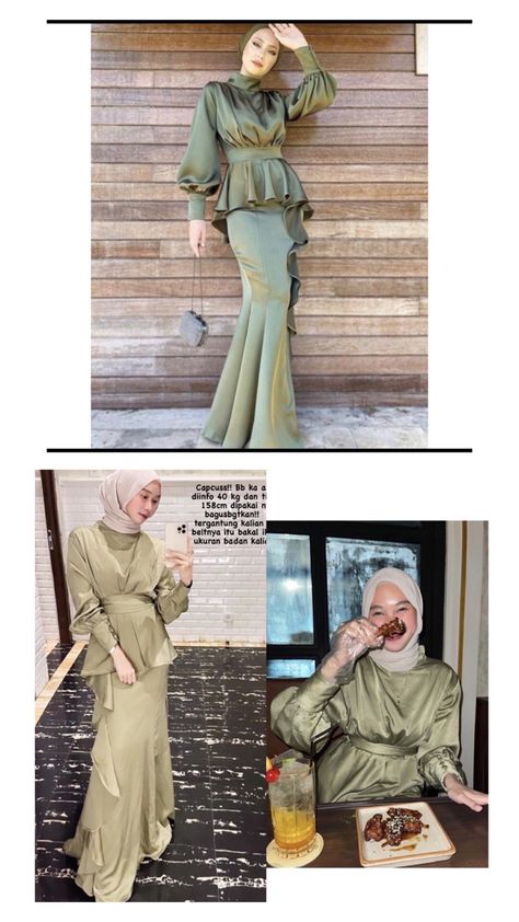 Sage Green Hijab Dress, Sage Green Baju Kurung, Bridesmaid Sage Green Hijab, Hijau Sage Dress Hijab, Baju Sage Green Hijab, Dress Sage Green Hijab, Bridesmaid Satin Hijab, Sage Green Kebaya, Mix And Match Outfits Hijab