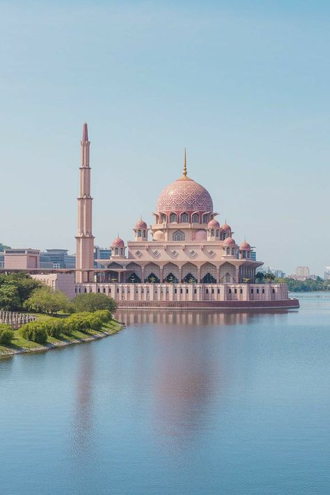 #mosque #prayer #beautiful #nice #religion #salat #nature #pond Mosque Beautiful, Islamic Quotes About Life, Pink Mosque, Mosque Design, Bali Lombok, Mosque Art, Mosque Architecture, Malaysia Travel, Putrajaya