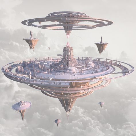 ArtStation - DreamState Los Angeles 2 Sci Fi Architecture, Sci Fi Landscape, Flying Saucers, Sci Fi City, Floating City, Spaceship Art, Fantasy City, Space City, Futuristic Art