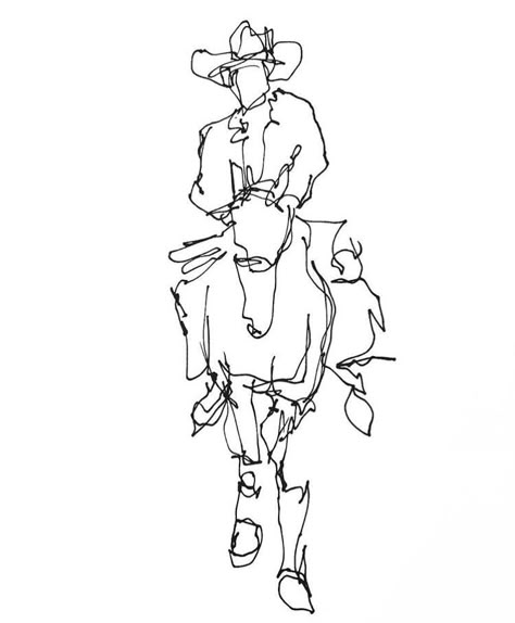 Bear Rinehart, White Horse Art, Be The Cowboy, Expressive Lines, Cowboy Tattoos, Native Tattoos, Pen Doodles, Scribble Art, Cowboy Horse