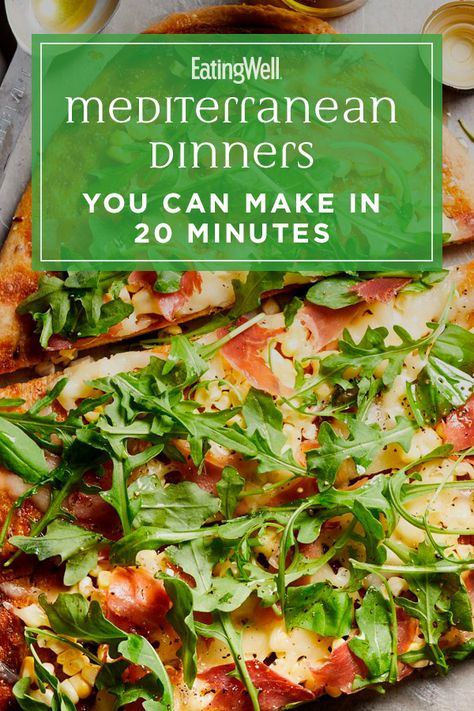 20 minutes is all you need to get these healthy Mediterranean diet dinners on the table. Featuring the good-for-you foods the Mediterranean diet is known for (think whole grains, healthy fats, lean protein and plenty of fruits and veggies) these delicious dinners come together quickly and easily. #mediterraneanrecipes #mediterraneanfood #mediterraneandishes #healthymediterranean #mediterraneanmeals #recipe #eatingwell #healthy Mediterranean Diet Recipes Dinners, Mediterranean Diet Meal Plan, Easy Mediterranean Diet Recipes, Mediterranean Diet Plan, Resep Diet, Low Carb Diets, The Mediterranean Diet, 300 Calories, Whole Grains