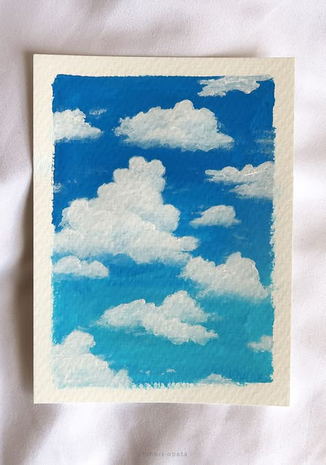 Easy To Paint Aesthetic, Sky Simple Painting, Easy Clouds Paintings, Sky Pictures Drawing, Clouds Easy Painting, Cloud Painting Acrylic Easy, Easy Clouds To Paint, Aclyric Painting Ideas Easy, Blue Art Painting Easy