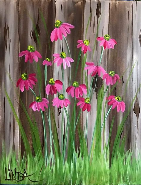 Garden Fence Art, Garden Mural, Painting Spring, Fence Art, Fence Paint, Spring Painting, Pallet Art, Wooden Fence, Night Painting