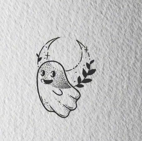 Tiny Tattoos, I Tattoo, Halloween Themes, Tatting, Art Ideas, Ghost, Snoopy, Doodles, Moon