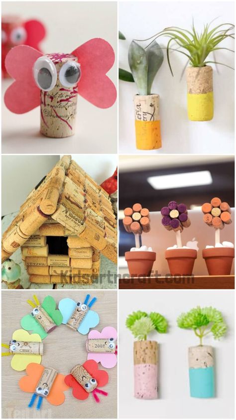 Cork Crafts For Spring Wine Cork Spring Crafts, Cork Crafts For Kids, Wine Cork Crafts For Kids, Cork Art Projects, Crafts Fir Kids, Spring Kids Art, Wine Cork Diy Projects, Cork Diy Projects, Recycle Crafts Diy