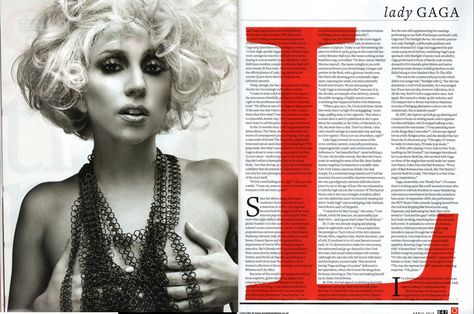 doublepagespreadladygagaq Magazine Page Design, Magazine Page Layouts, Double Page Spread, Fashion Editorial Layout, Magazine Layout Inspiration, Fashion Magazine Layout, Desain Editorial, Medium Blog, Rolling Stones Magazine