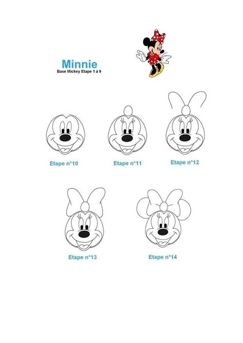 Disney Drawing Tutorial, Minnie Mouse Drawing, Easy Disney Drawings, Simpsons Drawings, Drawing Lessons For Kids, Nail Art Disney, Easy Doodle Art, Disney Nails, Drawing Tutorial Easy