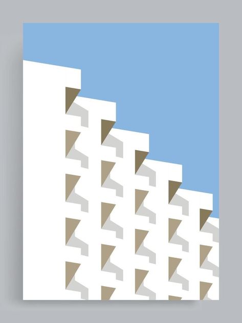 Simple Minimalist Architecture Vector Cover Background. Hotel balcony range. Buildings, houses, hotels, City. Suitable for posters, book covers, brochures, decorations, flyers, booklets. Architecture Vector, Hotel Balcony, Architecture Poster, Minimalist Architecture, Cover Background, Building Design, Vector Graphics, Book Covers, Balcony