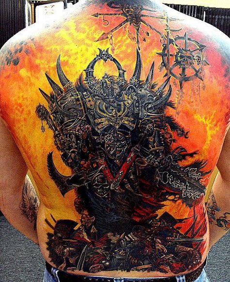 Warhammer 40k tattoo Tato 3d, Chaos Tattoo, Back Piece Tattoo, Biomechanical Tattoo, Fantasy Tattoos, Alien Tattoo, Tattoo Photography, Back Tattoos For Guys, Incredible Tattoos