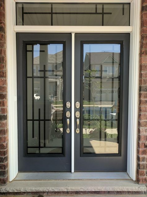 Wrought – ZEY – A1 Glass Inserts Glass Door With Grill Design, Main Window Glass Design, Glass Gate Design Modern, Main Door Window Glass Design, Window Glass Design Modern, Glass Door Design Modern, Glass Designs For Windows, Door Grill Design, Windows Grill Design