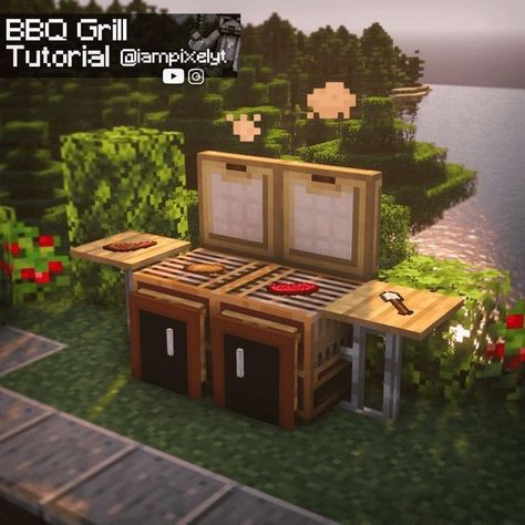 Minecraft Bbq Grill, Minecraft Grill, Minecraft Hus, Sarah Fier, Minecraft Create, Case Minecraft, Minecraft Decoration, Rumah Minecraft Sederhana, Minecraft Interior Design