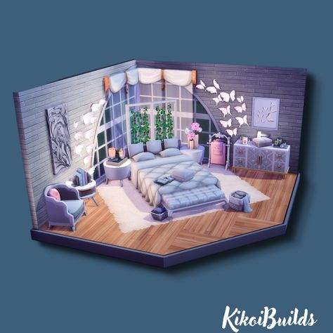 Sims 4 Platform Bedroom Ideas, Sims 4 House Design Ideas, Sims 4 Purple Bedroom, Sims 4 Cruise Ship, Sims 4 Blue Bedroom, Sims 4 Milestones, Sims 4 House Ideas Base Game, Bedroom Ideas Sims 4 No Cc, Sims 4 Cute Bedroom