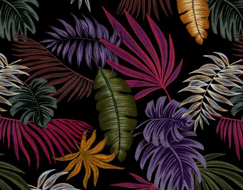 Tropical Goth, Goth Living Room, Swim 2023, Textile Design Pattern, Dark Tropical, Goth Bedroom, Tropical Bedrooms, Wallpaper Themes, Goth Decor