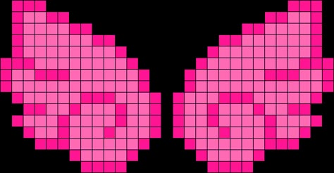 Angel Wings Perler Beads, Wings Perler Beads, Cute Perler Patterns, Pearler Bead Patterns Aesthetic, Pink Perler Beads, Perler Bead Stitch, Kandi Perler Pattern, Cute Perler Bead Patterns, Pink Pixel Art