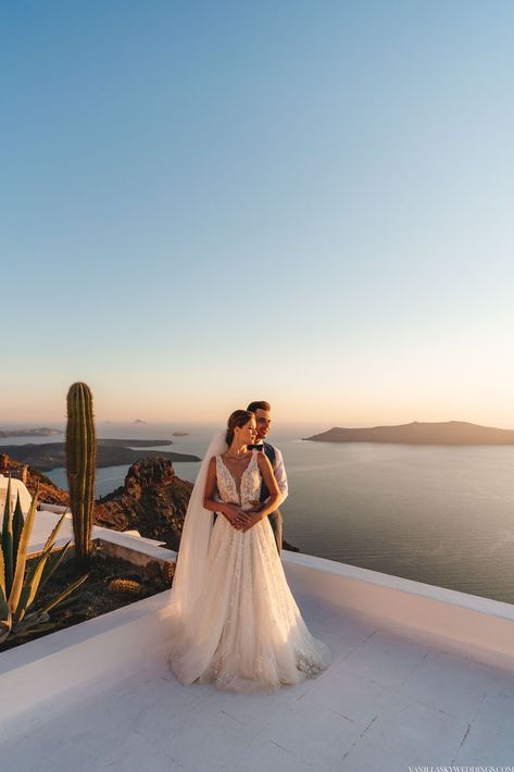 E&M: fairytale elopement with candlelight dinner on Santorini cliffside, Andromeda hotel, Greece | Vanilla Sky Weddings Fairytale Elopement, Hotel Greece, Vanilla Sky, Candlelight Dinner, Wedding Consultant, Greece Wedding, Candle Light Dinner, Stunning Photography, Ceremony Venue