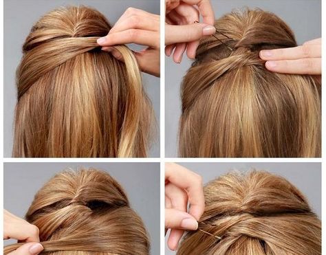 Criss-Cross Half Up Hair Style Technique Criss Cross Hairstyle, 50s Hair Tutorial, Quick Hairstyles For School, Very Easy Hairstyles, Hair Tutorials Easy, Hairstyle Tutorial, Curly Hair Inspiration, Hoco Hair Ideas, Half Up Half Down Hair