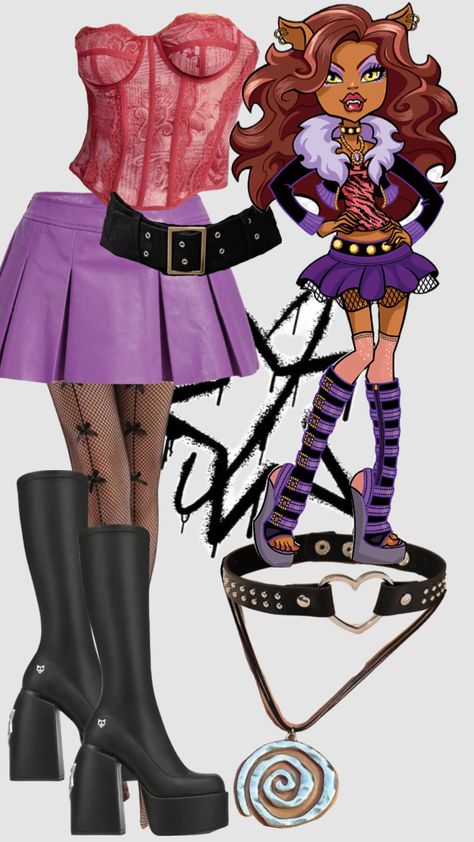 clawdeen wolf halloween outfit//shein #halloween #halloweencostume #halloweeninspo #monsterhigh #monsterhighcostume #shein #sheininspo #sheinhalloween #corset #miniskirt #nakedwolfe #boots Monster High Halloween Costumes, Monster High Halloween, Outfit Shein, Stylish Outfits Casual, Halloween Princess, Wolf Costume, Trio Halloween Costumes, Clawdeen Wolf, Pretty Halloween Costumes