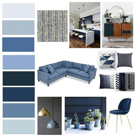 #Moodboard # interiordesign #interiorstaging #decor #decoration #color #colour #scheme #inspiration #board #monochromatic #blue Monochromatic Mood Board, Blue Color Palette Living Room, Budget Room Makeover, Green Living Room Color Scheme, Monochromatic Living Room, Monochromatic Colour, Monochromatic Interior, Monochromatic Blue, Coworking Space Design