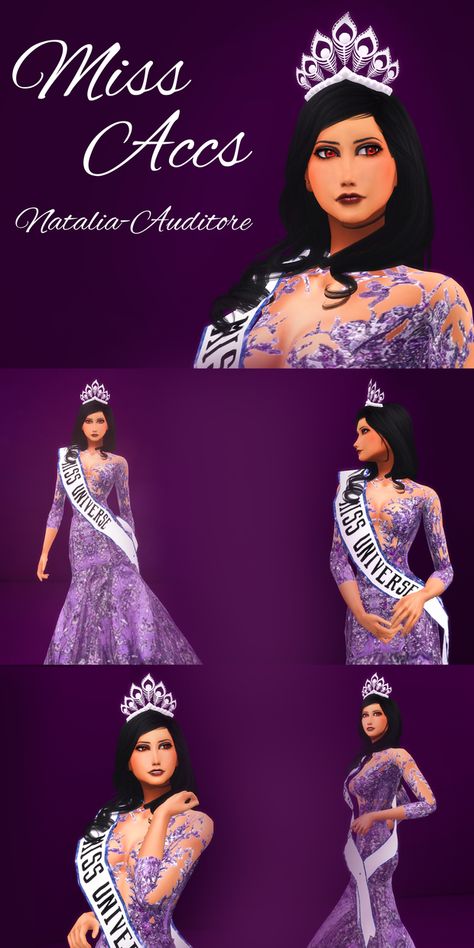 Sims 4 Prom Dresses Patreon, Magic Girl Aesthetic, Beauty Pageant Sashes, Natalia Auditore, Sims Dress, Ts 4 Cc, Pageant Sashes, Sims 4 Cc Accessories, Royal Accessories