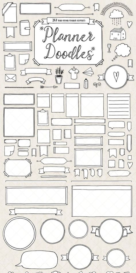 Bullet Journal Boxes, Ide Jurnal, Planner Doodles, Doodle Stickers, Penanda Buku, Kraf Kertas, Weather Symbols, Bullet Journal Banner, Aesthetic Notes
