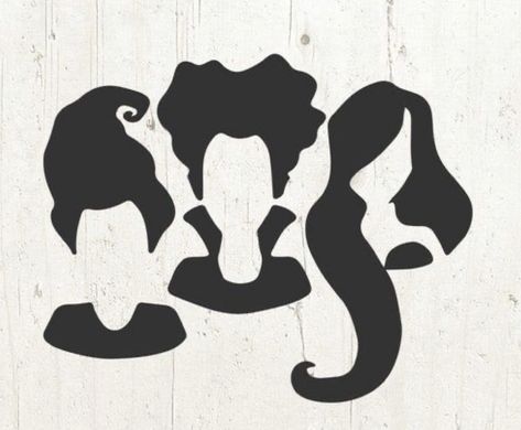 Sanderson Sisters Silhouette, Sisters Silhouette, Painted Bricks Crafts, Class Door Decorations, Brick Crafts, Wallet Art, Halloween Hocus Pocus, Cricut Stencils, Witch Face