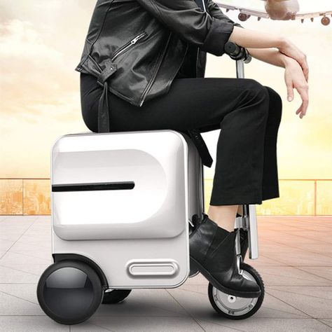 Electric Suitcase Riding Box, Smart Riding Travel Luggage Foldable Suitcase, Electric Luggage Scooter Car, Trolley Boarding Suitcase Electric Suitcase, Luxury Daily-use Luggage With Adjustable Strap, Airwheel Suitcase, Pink Rectangular Functional Luggage, Rectangular Luggage With Adjustable Strap For On-the-go, Travel Luggage, Home Decor Items, Shoe Accessories, Cars