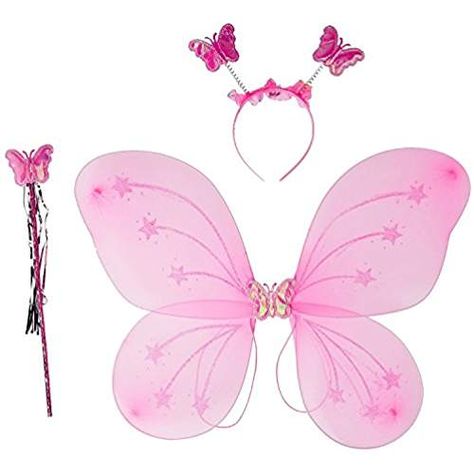 Flower Fairy Wings, Pink Butterfly Wings, Burterfly Costume Toddler, Fairy Wings Fabric, Fairy Wings Pink, Butterfly Wings Costume, Pink Party Supplies, Fairy Butterfly, Baby Gowns Girl