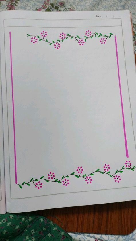 Border Design With Pencil, Lesson Plan Register Decoration, Simple Boarder Ideas For Project Ideas, Borders For Project Simple, Assignment Paper Design, Simple Designs For Project, Easy Design For Project, Simple Borders For Paper, Flower Border Design Simple