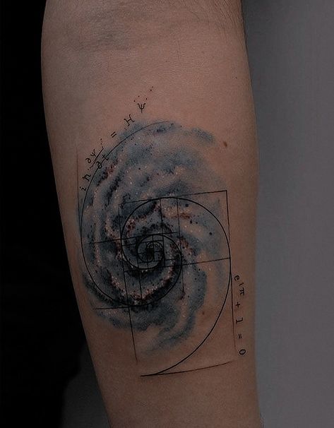 Space Related Tattoos, Expanse Tattoo, Small Galaxy Tattoo, Pleiades Tattoo, Astronomy Tattoos, Physics Tattoos, Fibonacci Tattoo, Astronomy Tattoo, Science Tattoo