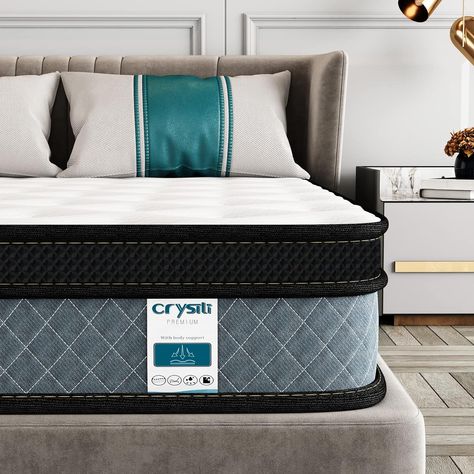 Queen Mattress, Crystli 10 Inch Responsive Memory Foam Mattress, Hybrid Innerspring Mattress in a Box, Sleep Cooler with More Pressure Relief & Support Full Size Mattress, Full Mattress, Twin Mattress Size, Mattress In A Box, Queen Mattress Size, King Size Mattress, Mattress Dimensions, Mattress Support, Firm Mattress