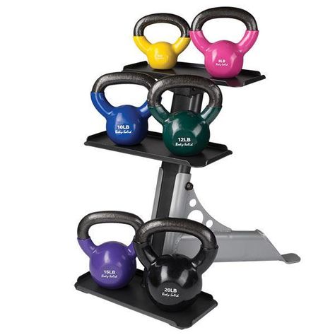 Small Vinyl Kettlebell Package with Rack    KBVS70PACK - 70lbs. of Kettlebell with Rack Kettlebell Routines, Kettlebell Set, Kettlebell Rack, Kettlebell Cardio, Kettlebell Training, Rack Design, Kettlebell Workout, Workout Rooms, Weight Training